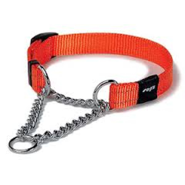 Rogz Obedience Half-check Collar Orange Color (Medium : 26-40cm)